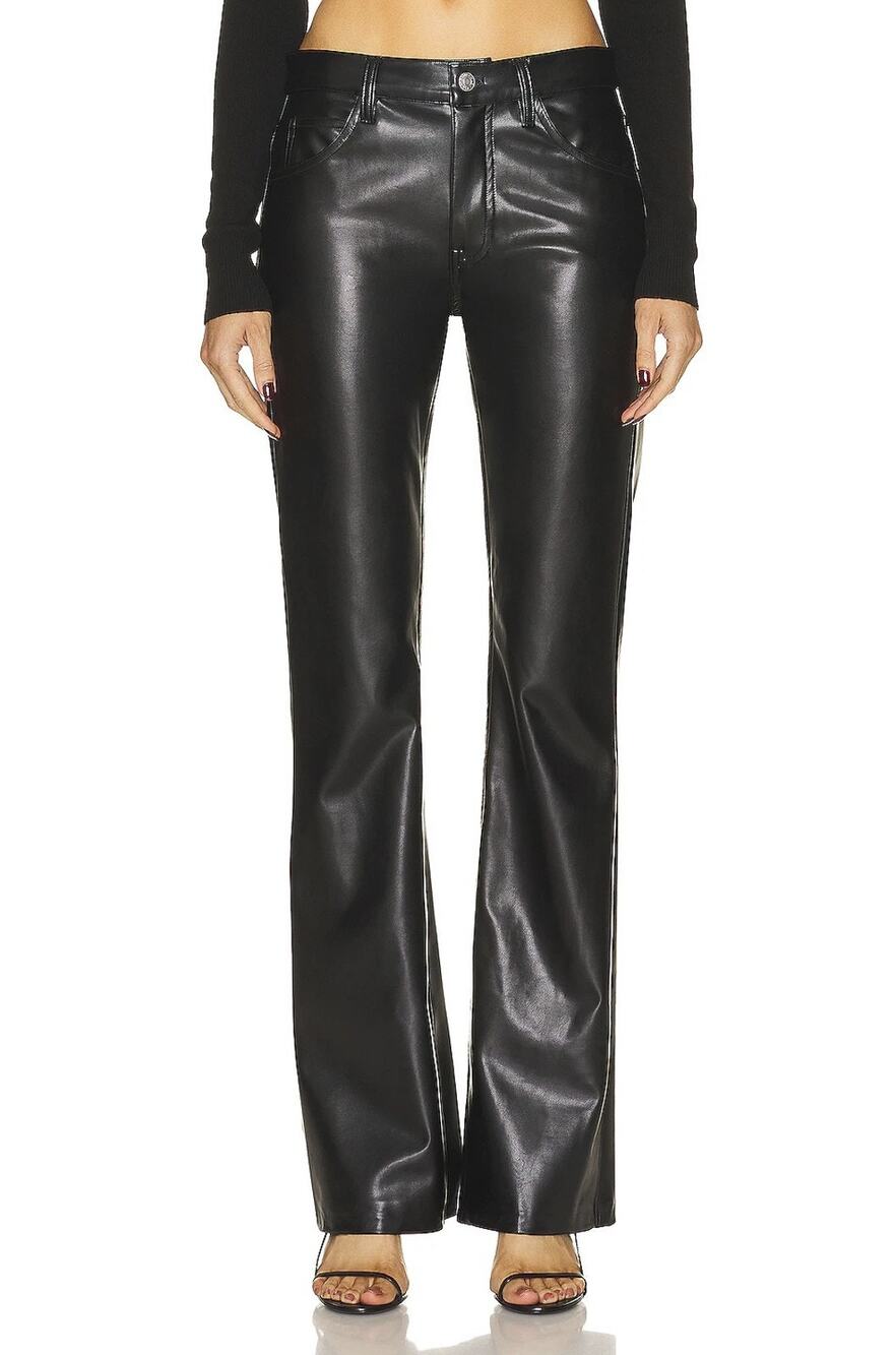 A.L.C. Freddie Faux Leather Straight Leg Pants Black Size 0 NWT $395